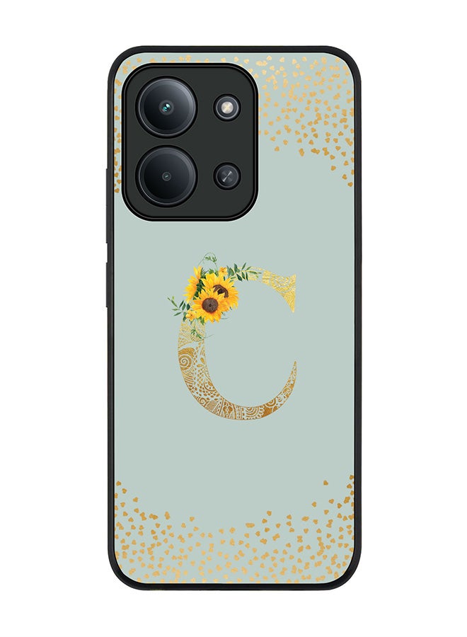 Stylizedd For Xiaomi Poco C85 4G Case,Slim fit Camera Protection, Shockproof Thin Phone cover  - Custom Floral Monogram - C  (Light Grey ) - Image 1